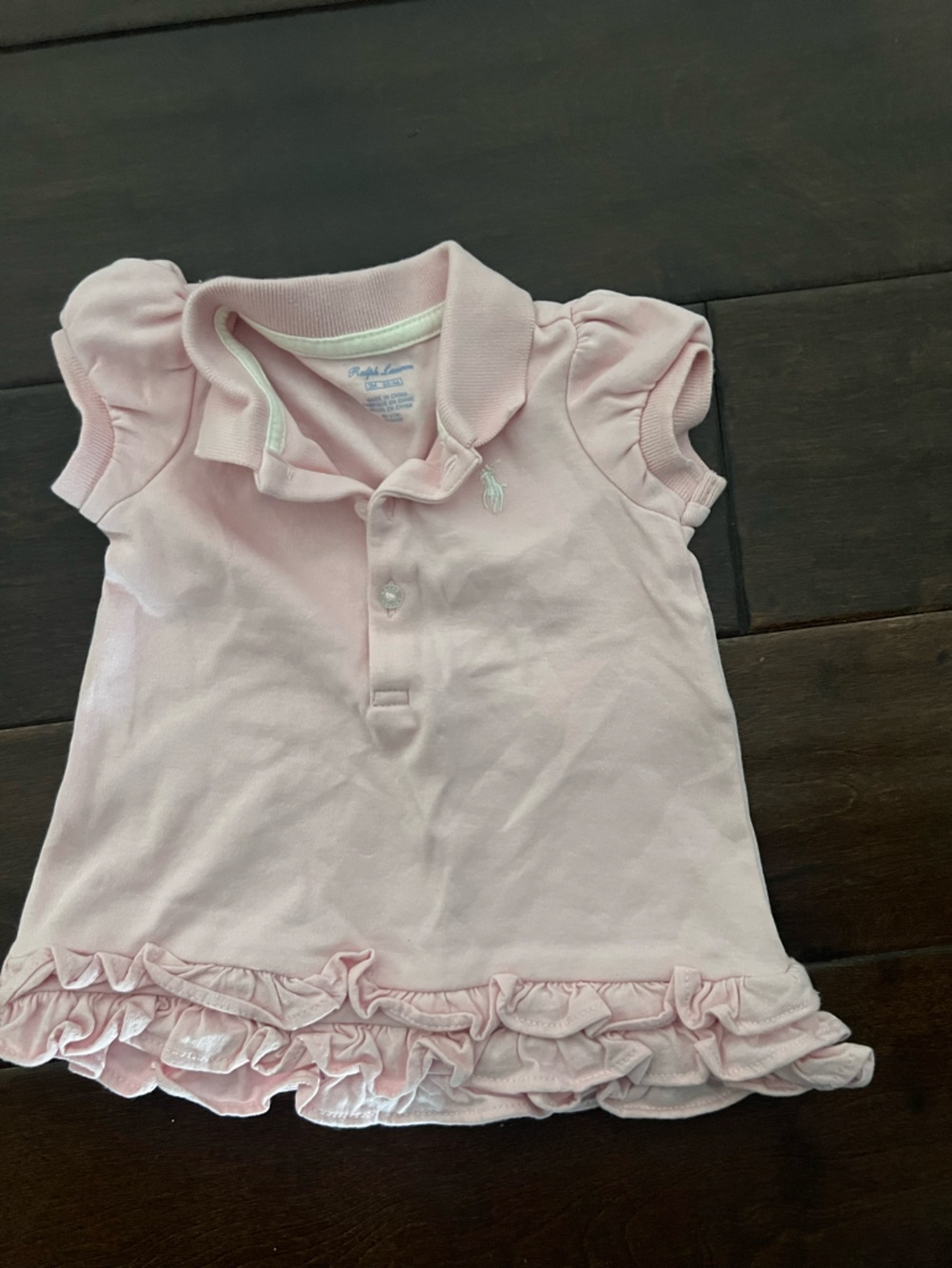 Ralph Lauren Pink Ruffle Polo Dress Shirt